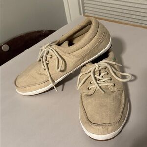 Sanuk TKO Canvas Shoe Mens 10 Natural Tan lightweight Beach casual vacation cool